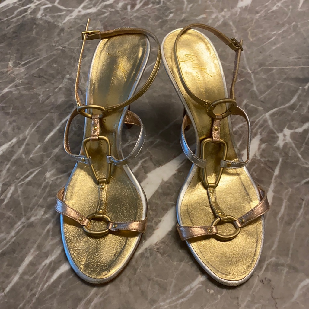 Giuseppe Zanotti Metallic Ankle Strap Sandals